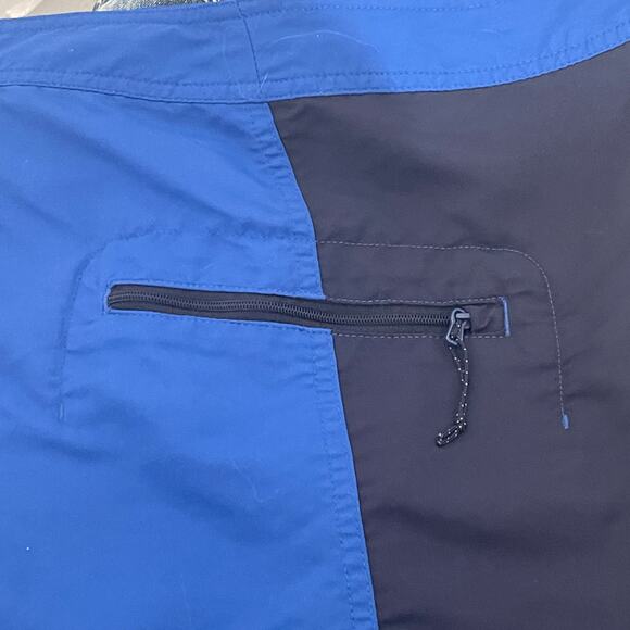 Patagonia Swim Trunks Mens 36 Blue Gray 100% Nylon Zipper Pocket Wavefarer UPF - Picture 7 of 12